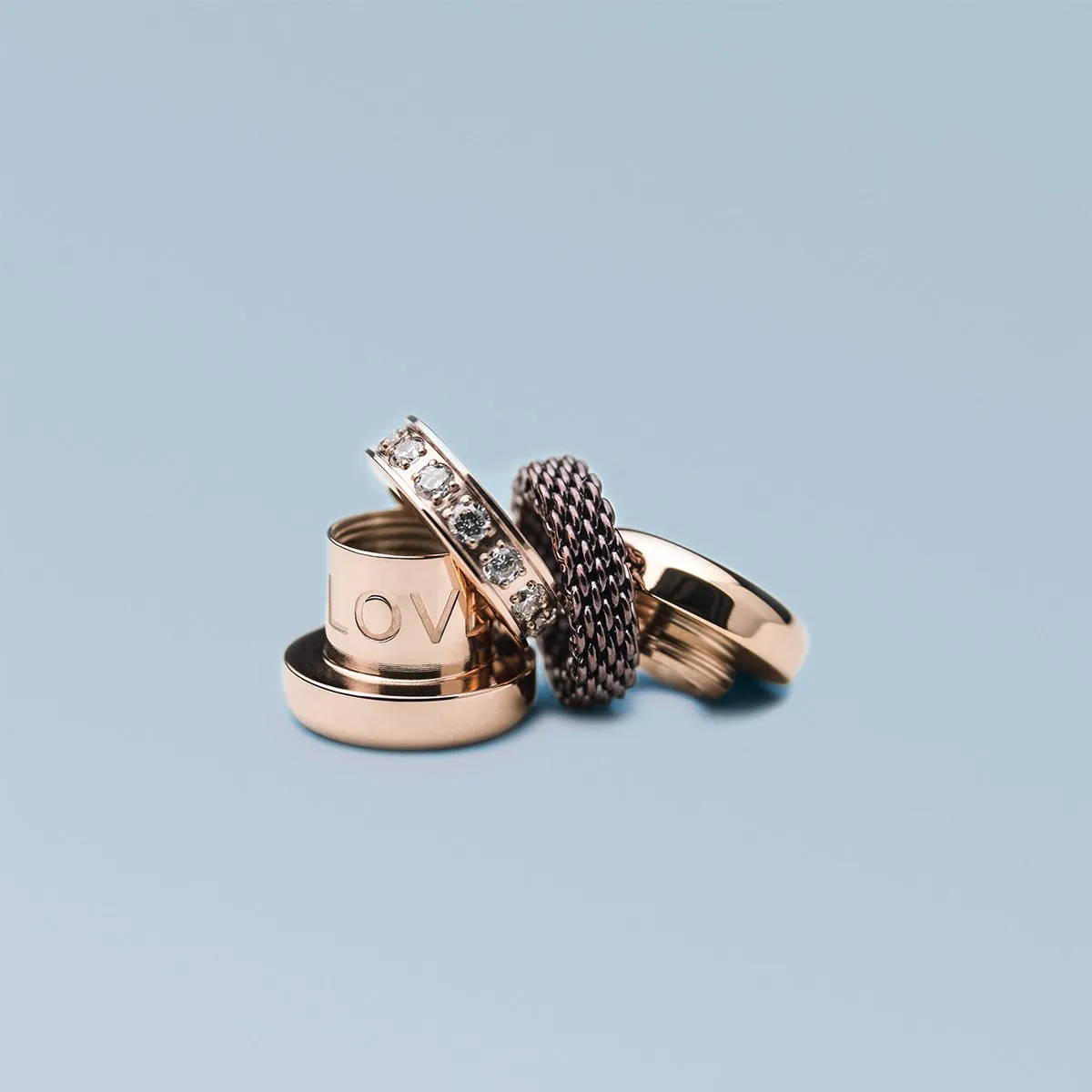 BERING Arctic Symphony Polished Rose Gold Detachable Charm Set