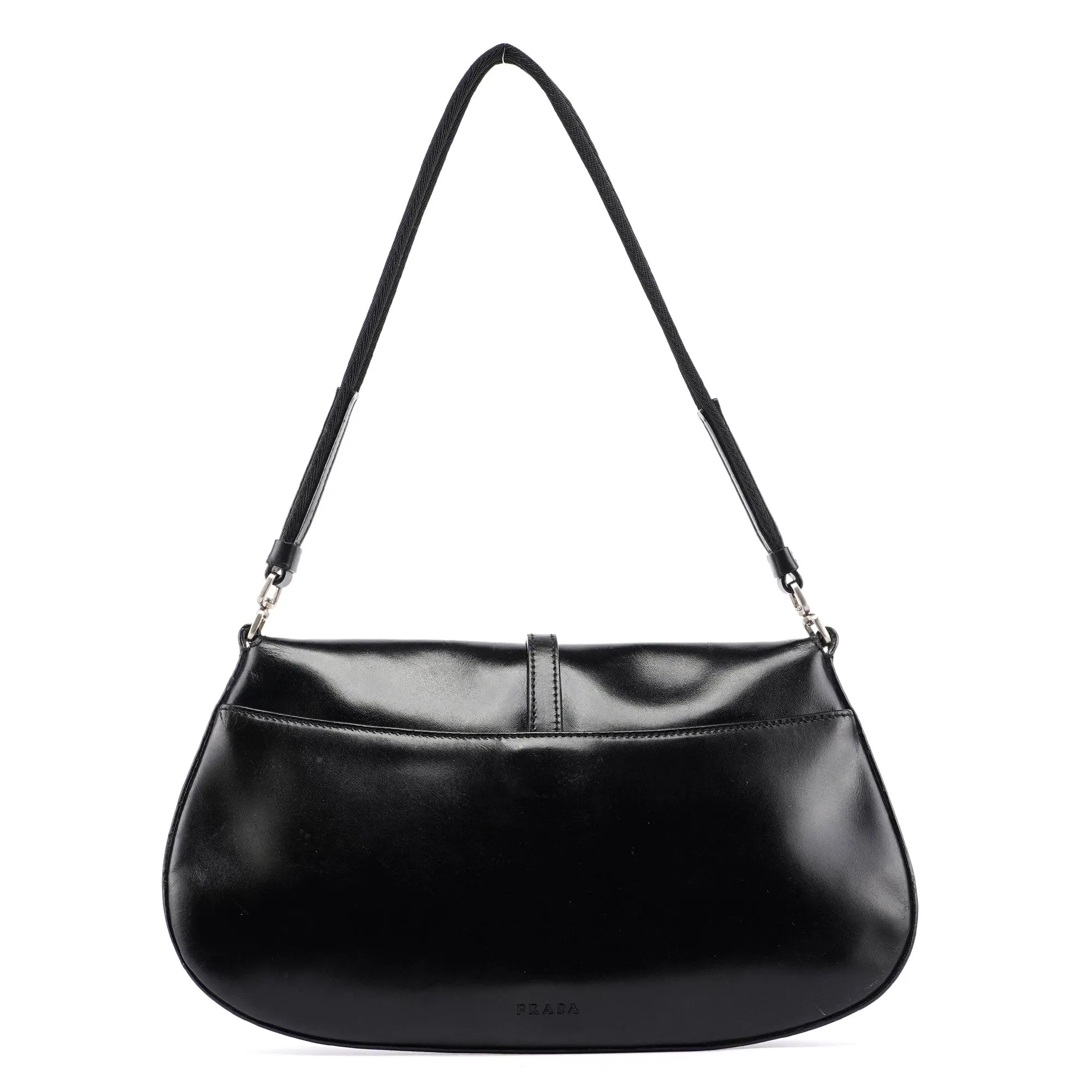 Black Calfskin Cleo Hobo Shoulder Bag