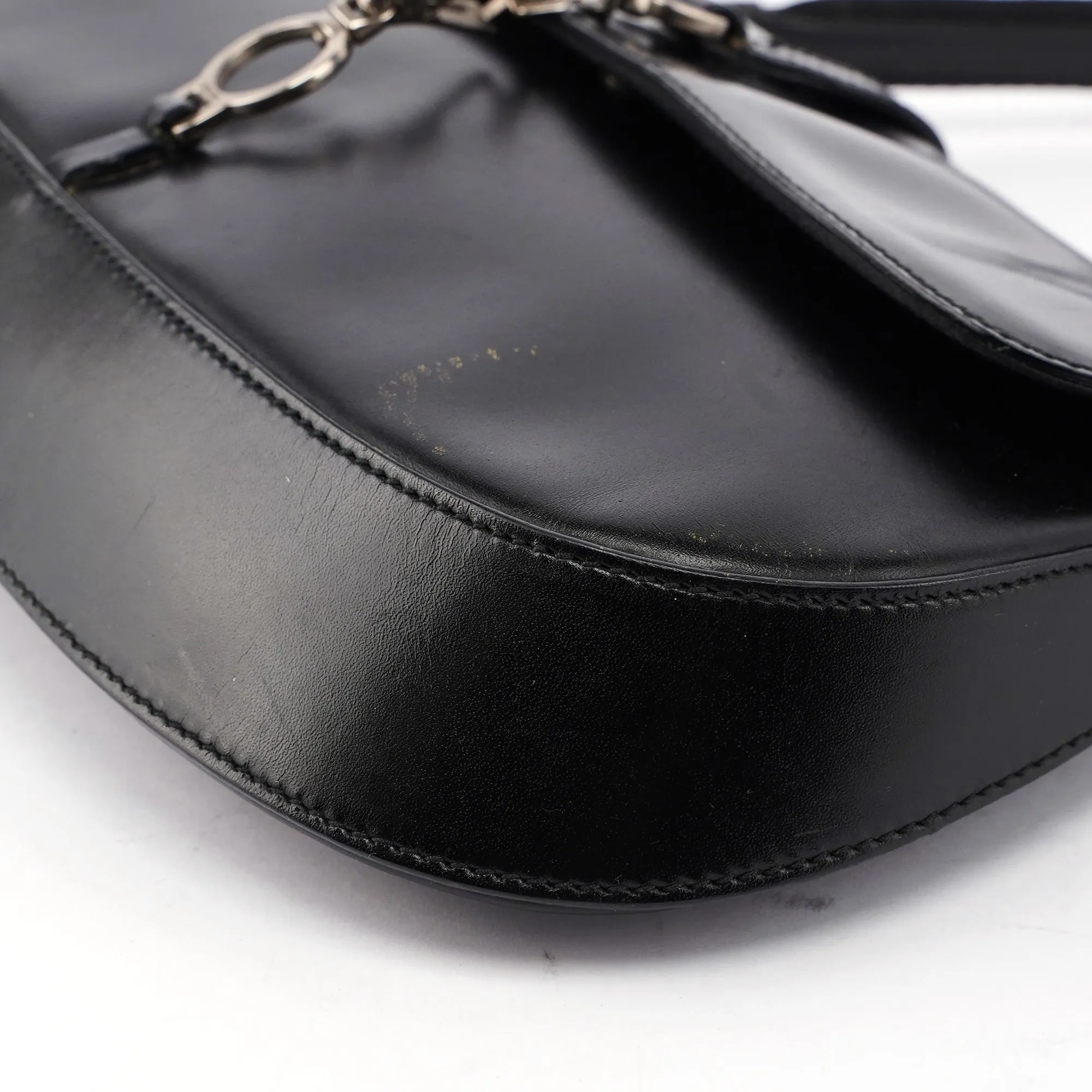 Black Calfskin Cleo Hobo Shoulder Bag