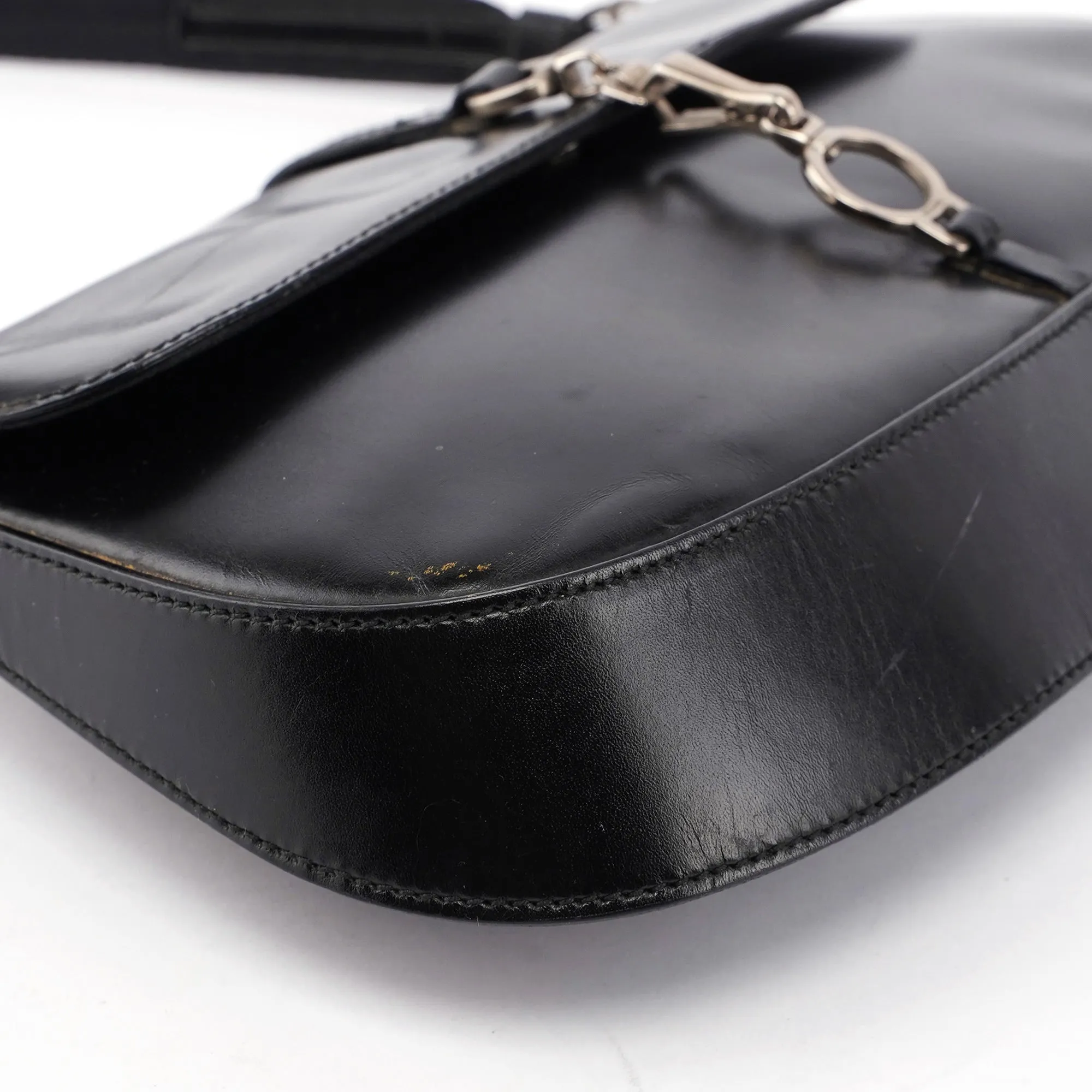 Black Calfskin Cleo Hobo Shoulder Bag