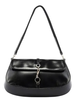 Black Calfskin Cleo Hobo Shoulder Bag