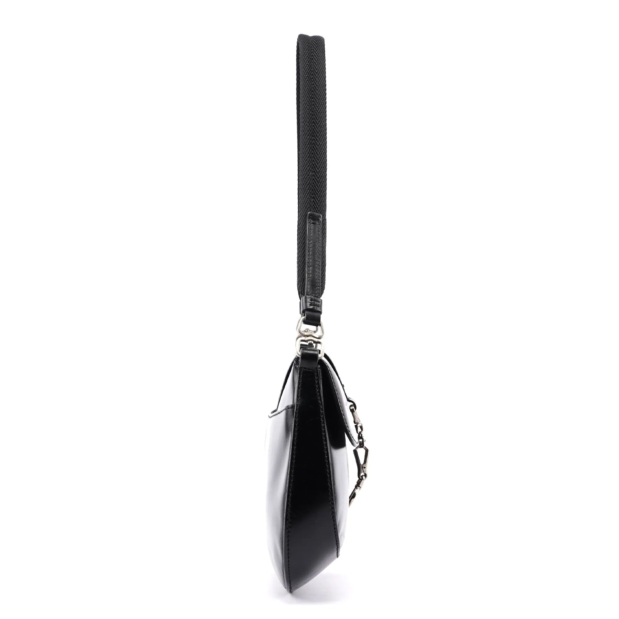 Black Calfskin Cleo Hobo Shoulder Bag