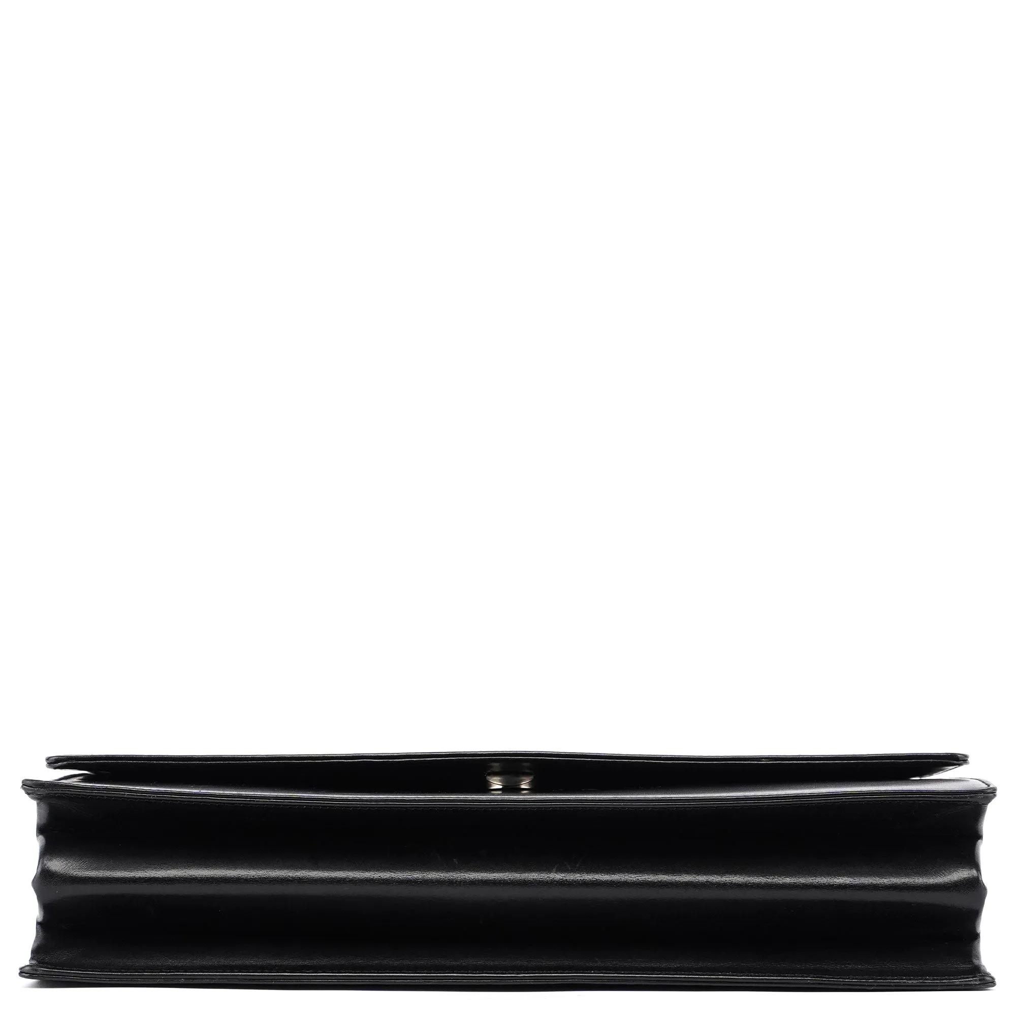 Black Calfskin Flap Top Handle Bag