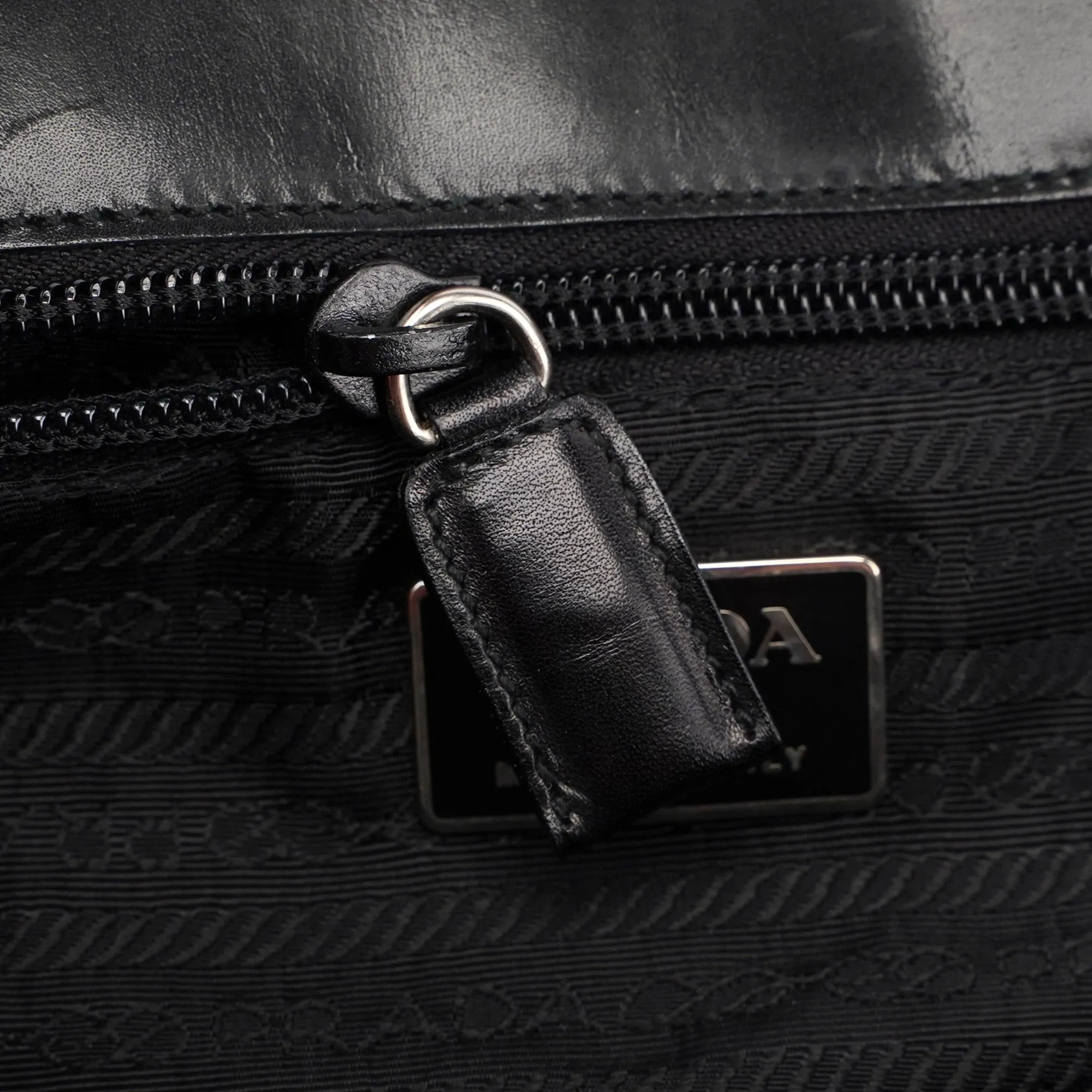 Black Calfskin Flap Top Handle Bag