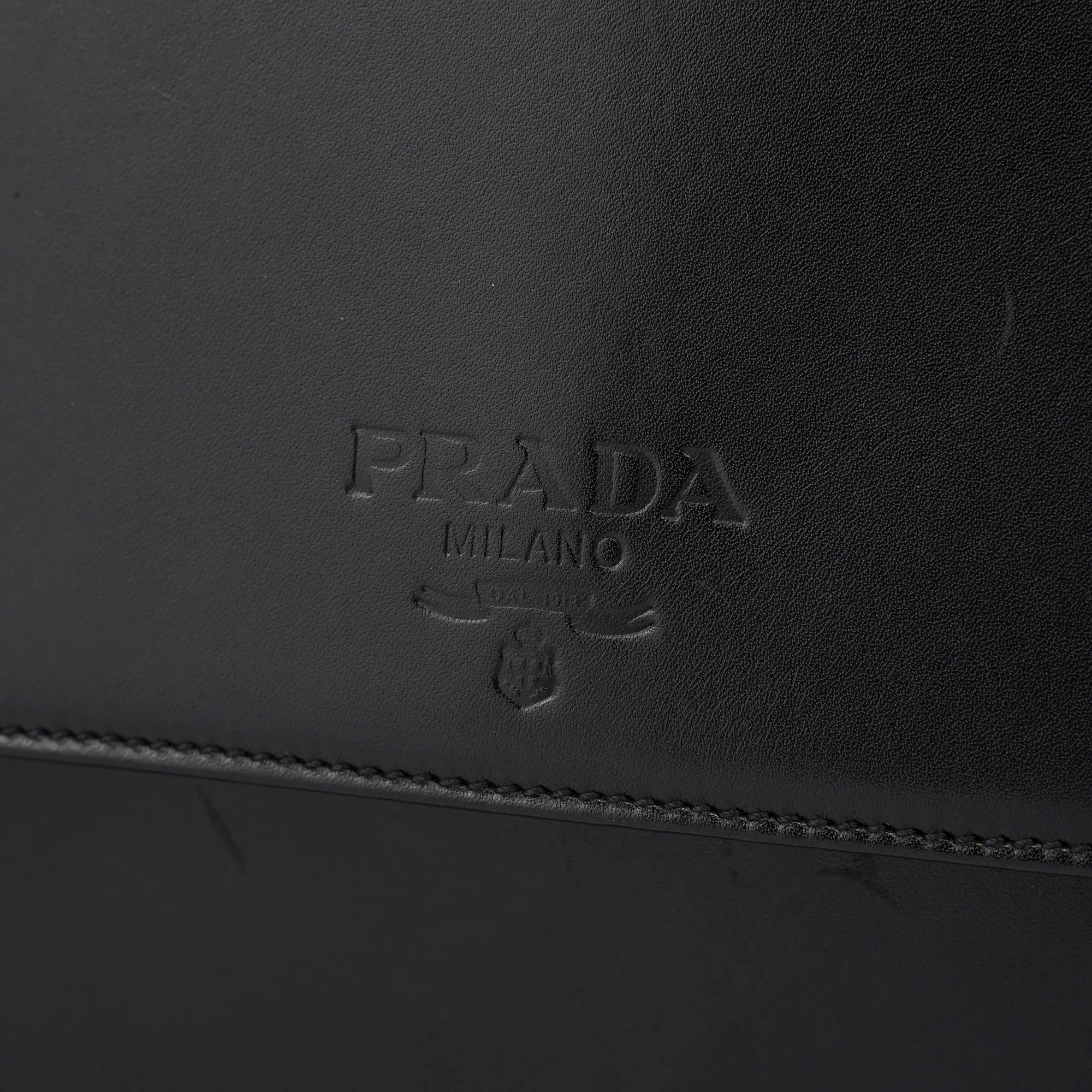 Black Calfskin Flap Top Handle Bag