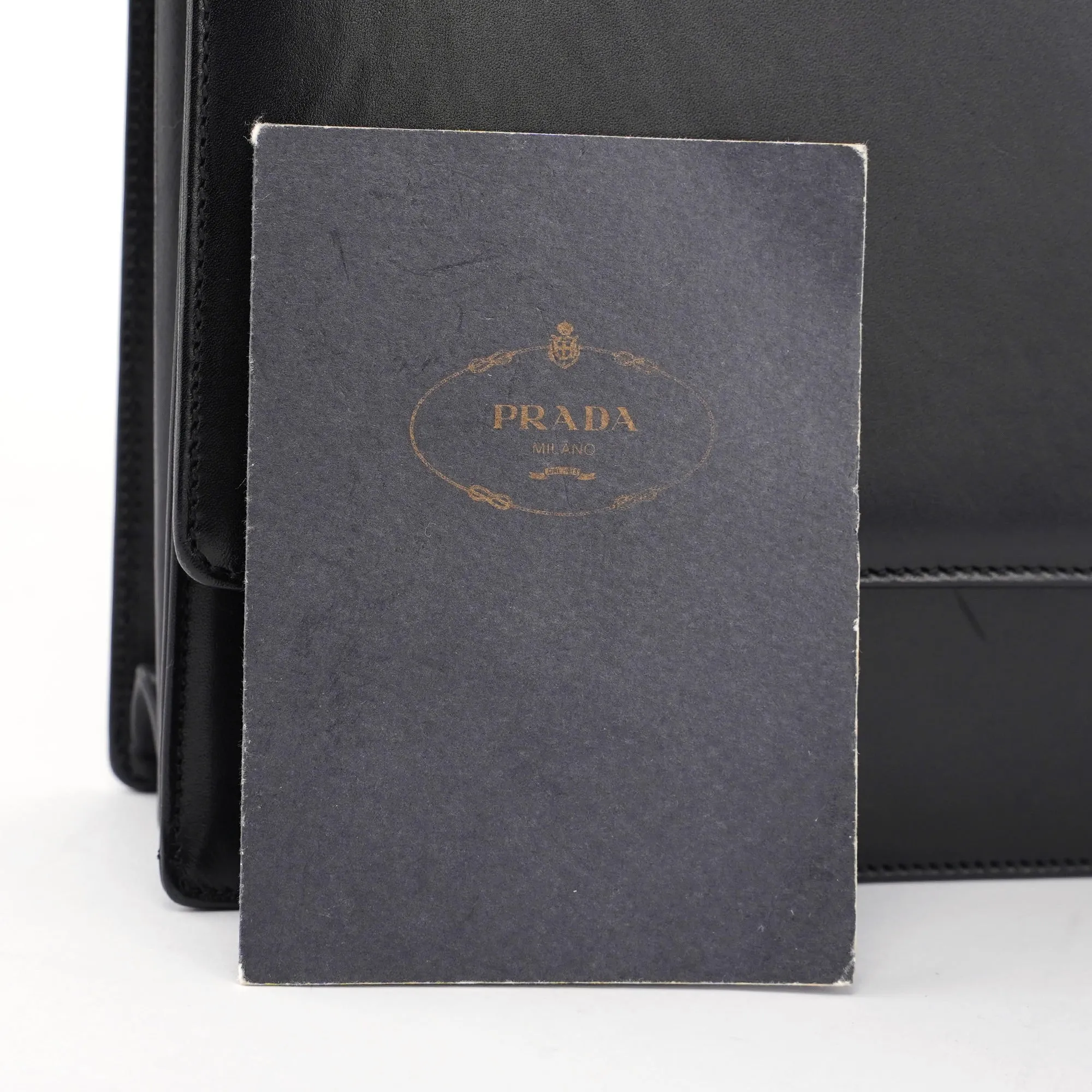 Black Calfskin Flap Top Handle Bag