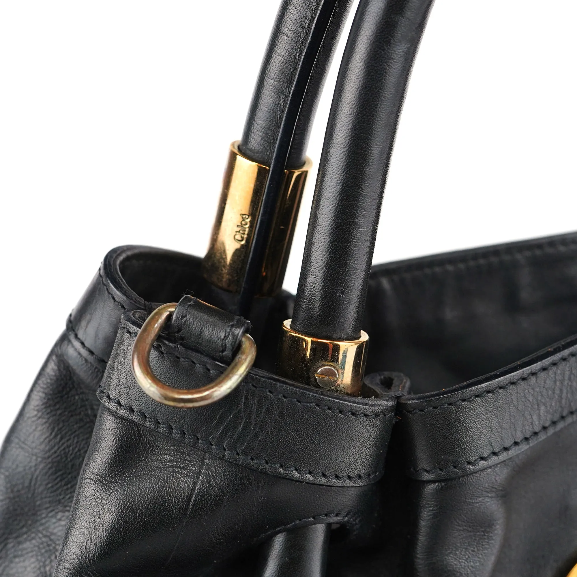 Black Calfskin Leather Tote Bag
