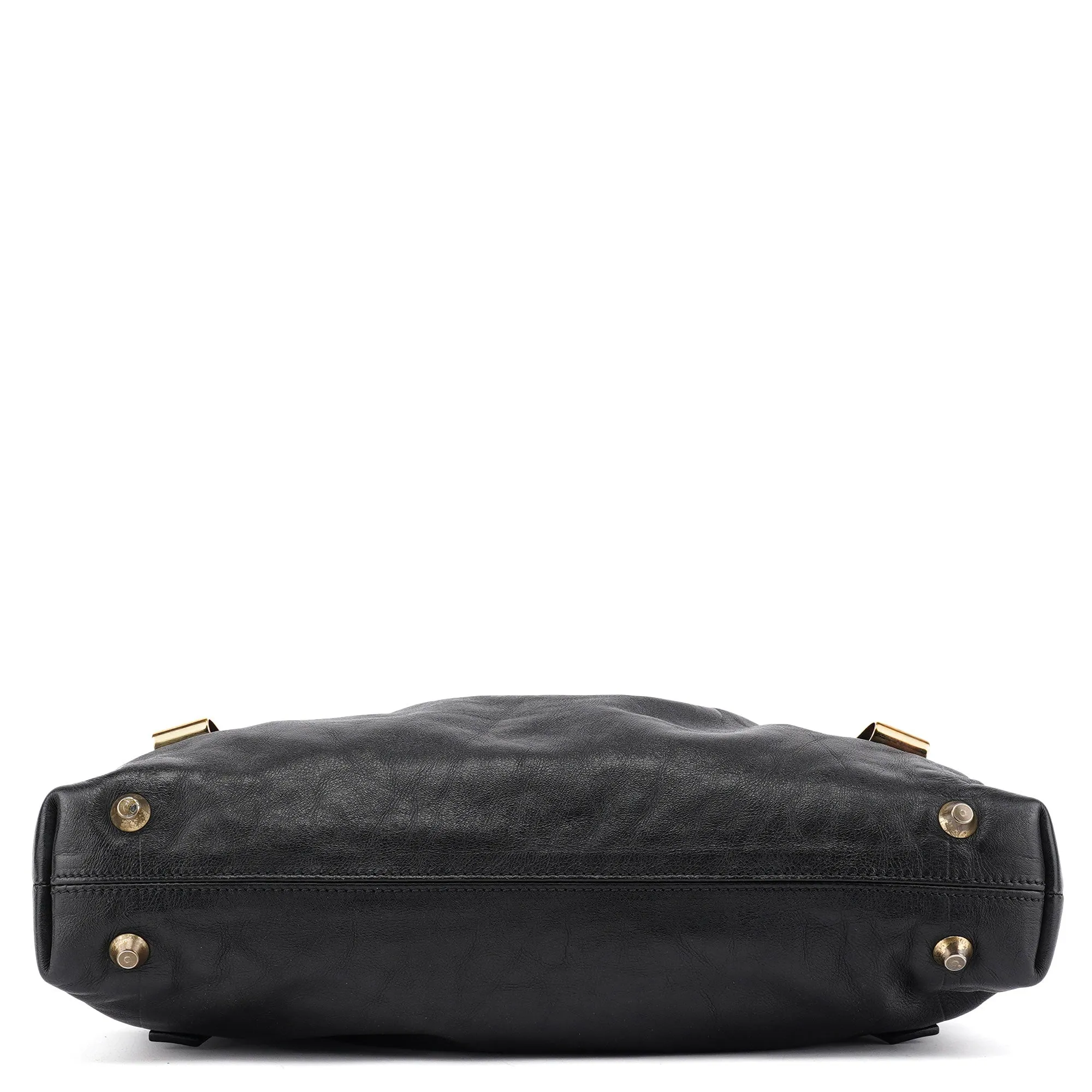 Black Calfskin Leather Tote Bag