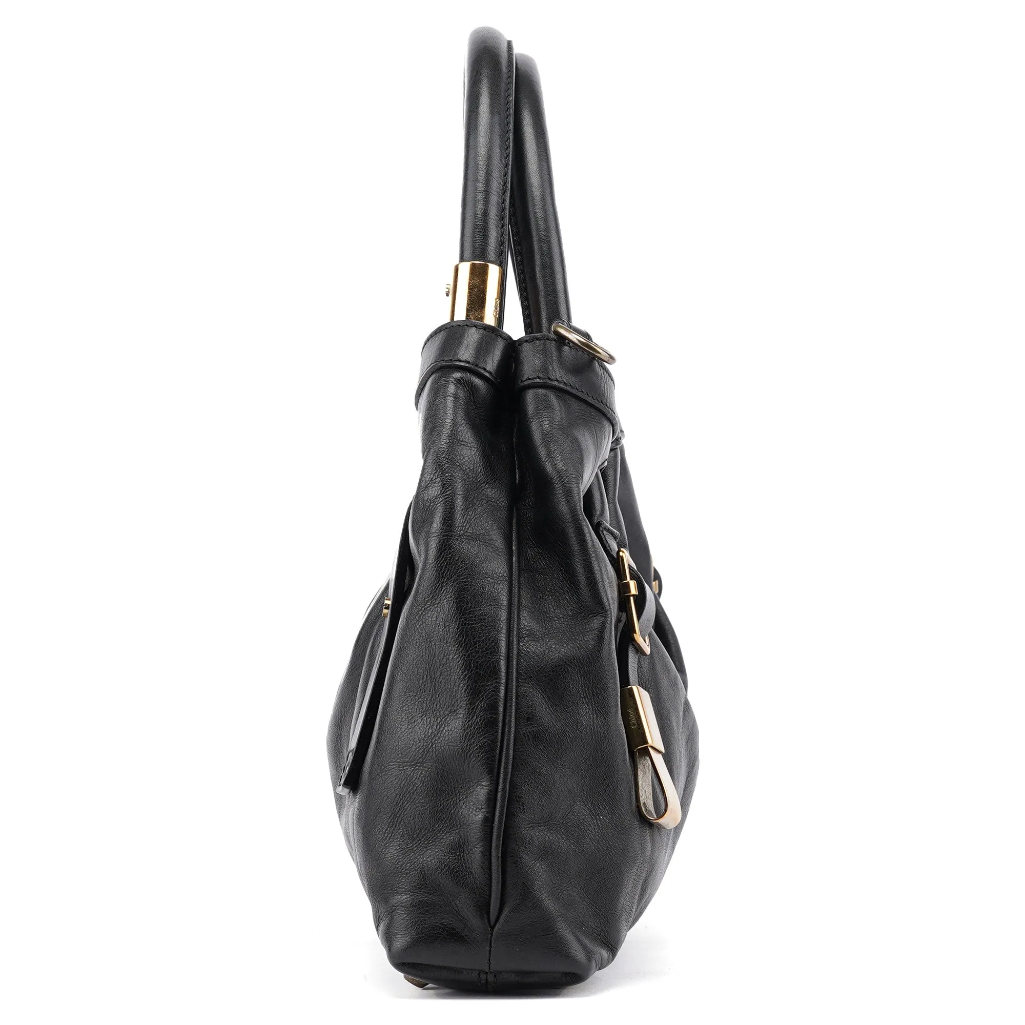 Black Calfskin Leather Tote Bag