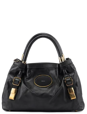 Black Calfskin Leather Tote Bag