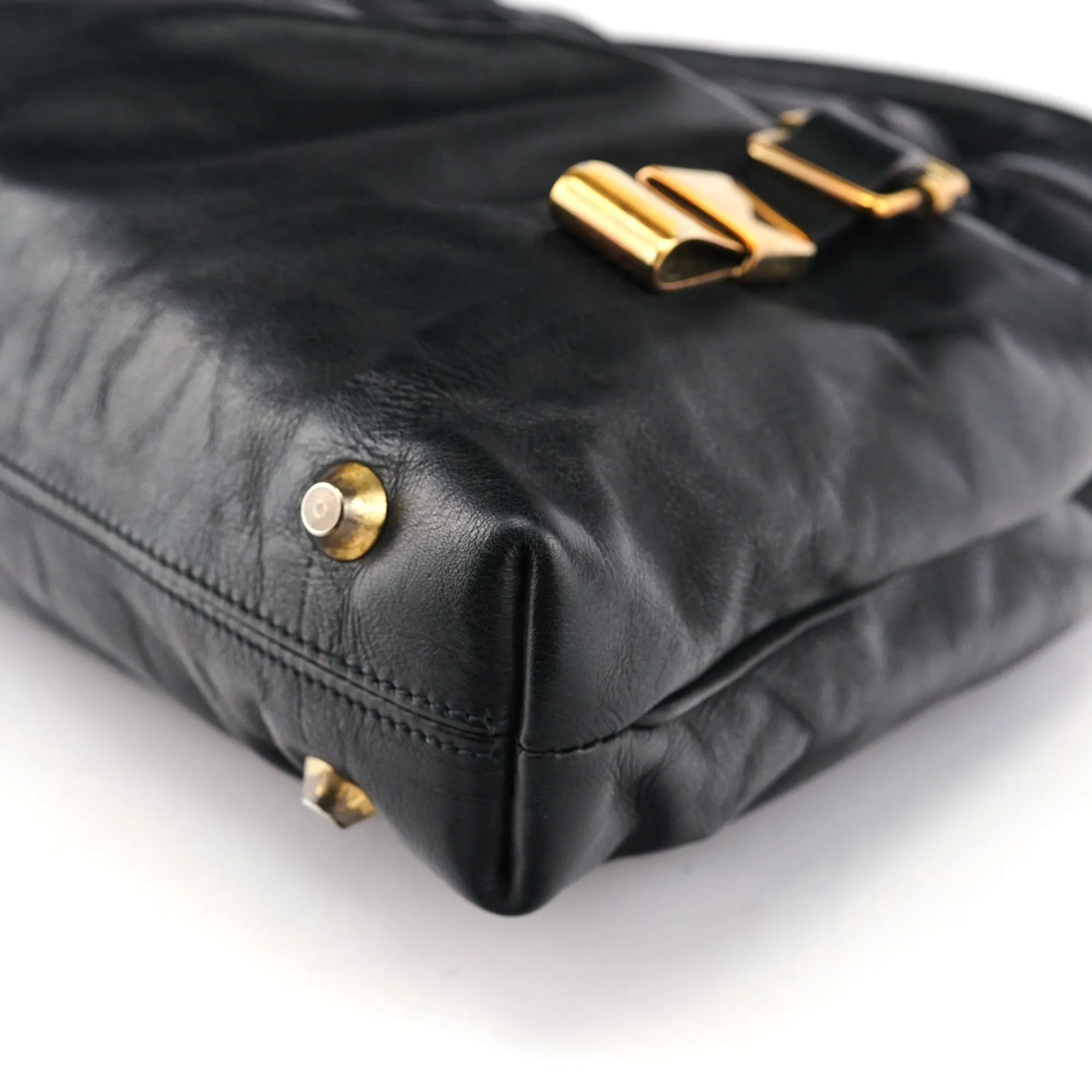 Black Calfskin Leather Tote Bag