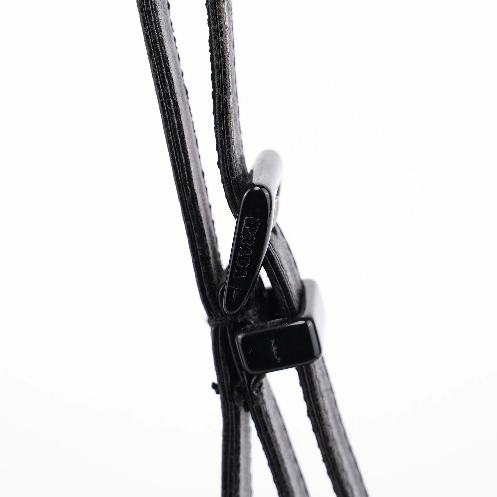 Black Calfskin Plastic Chain Shoulder Bag