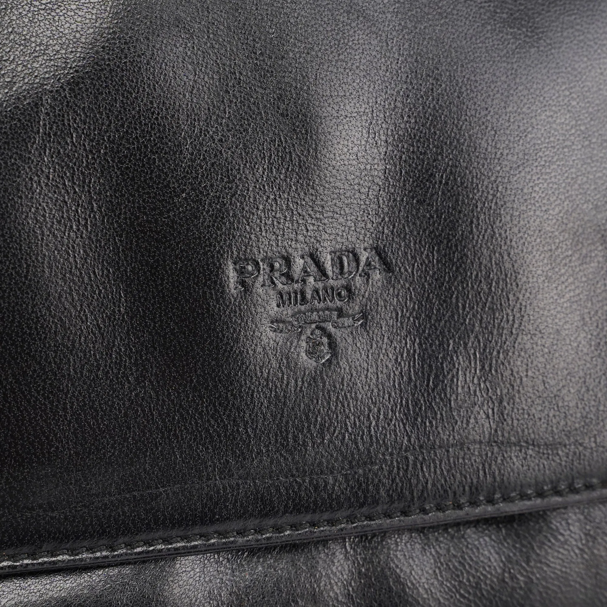 Black Calfskin Plastic Chain Shoulder Bag