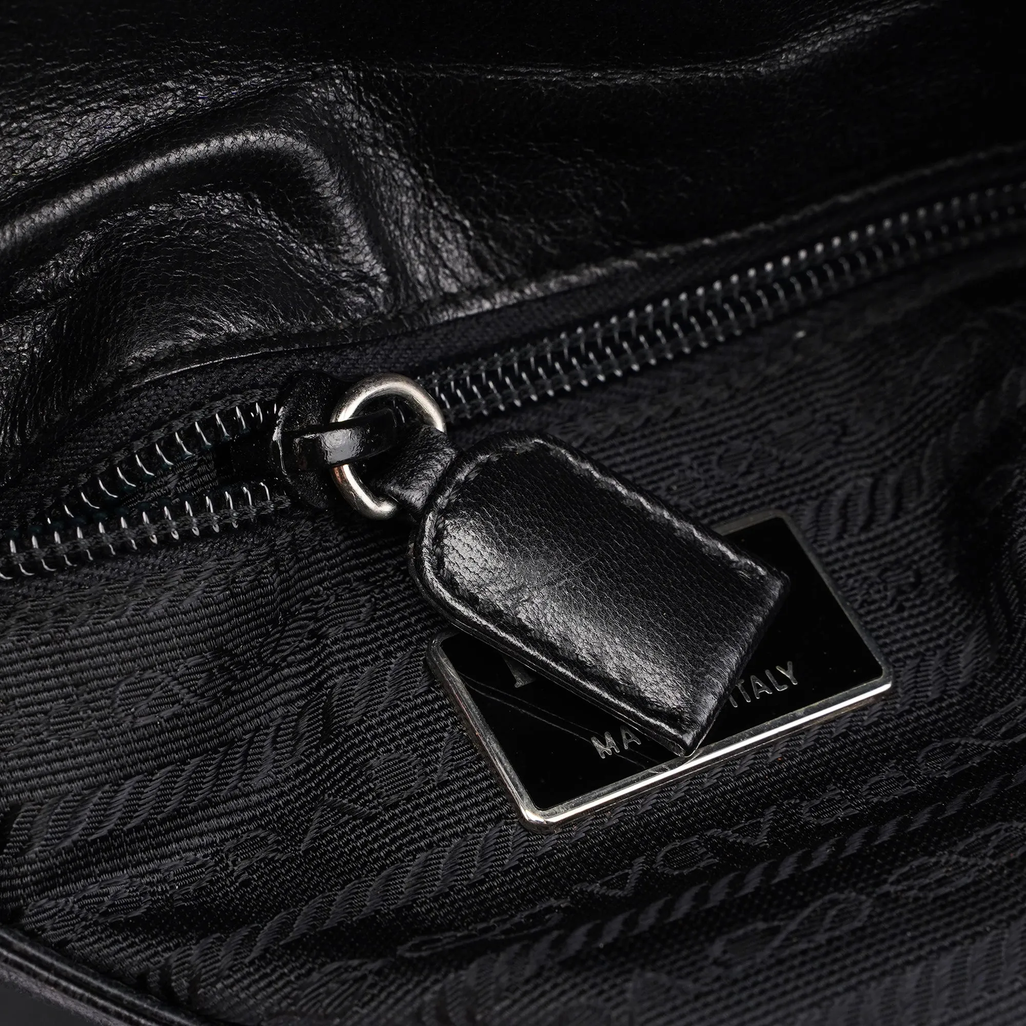 Black Calfskin Plastic Chain Shoulder Bag
