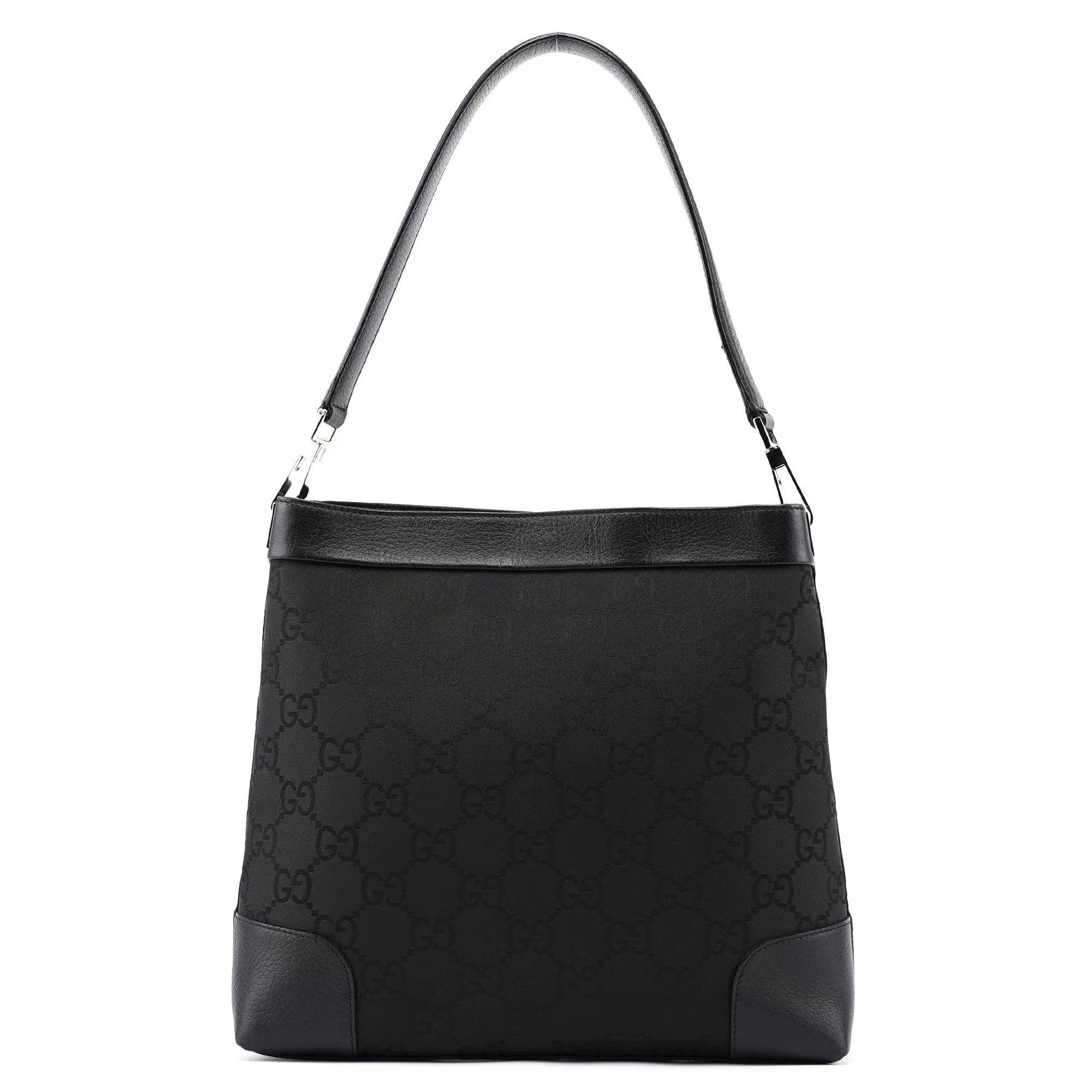 Black GG Leather Trim Shoulder Bag