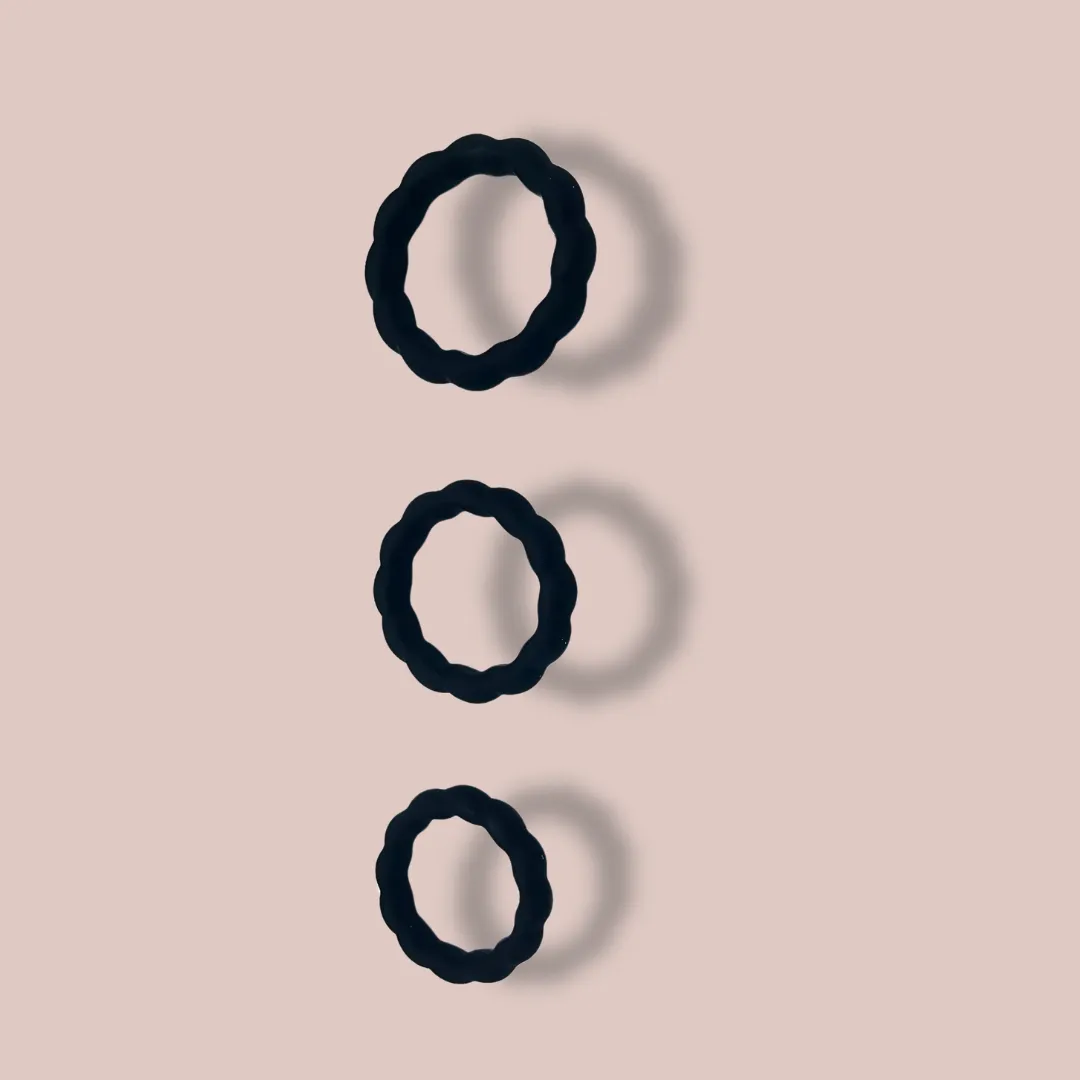 Black Silicone Cock Ring Set