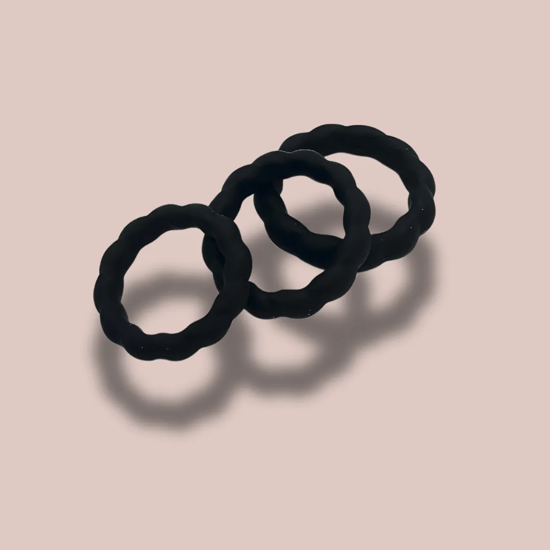 Black Silicone Cock Ring Set