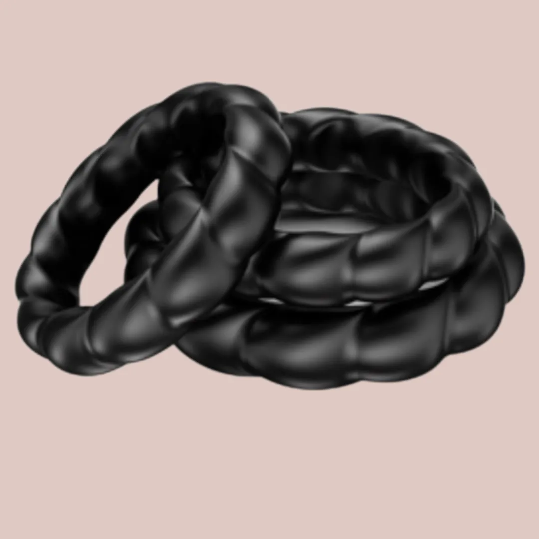Black Silicone Cock Ring Set