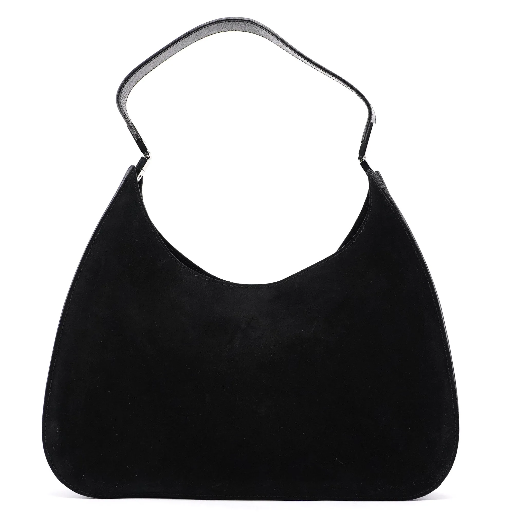 Black Suede Hobo Shoulder Bag