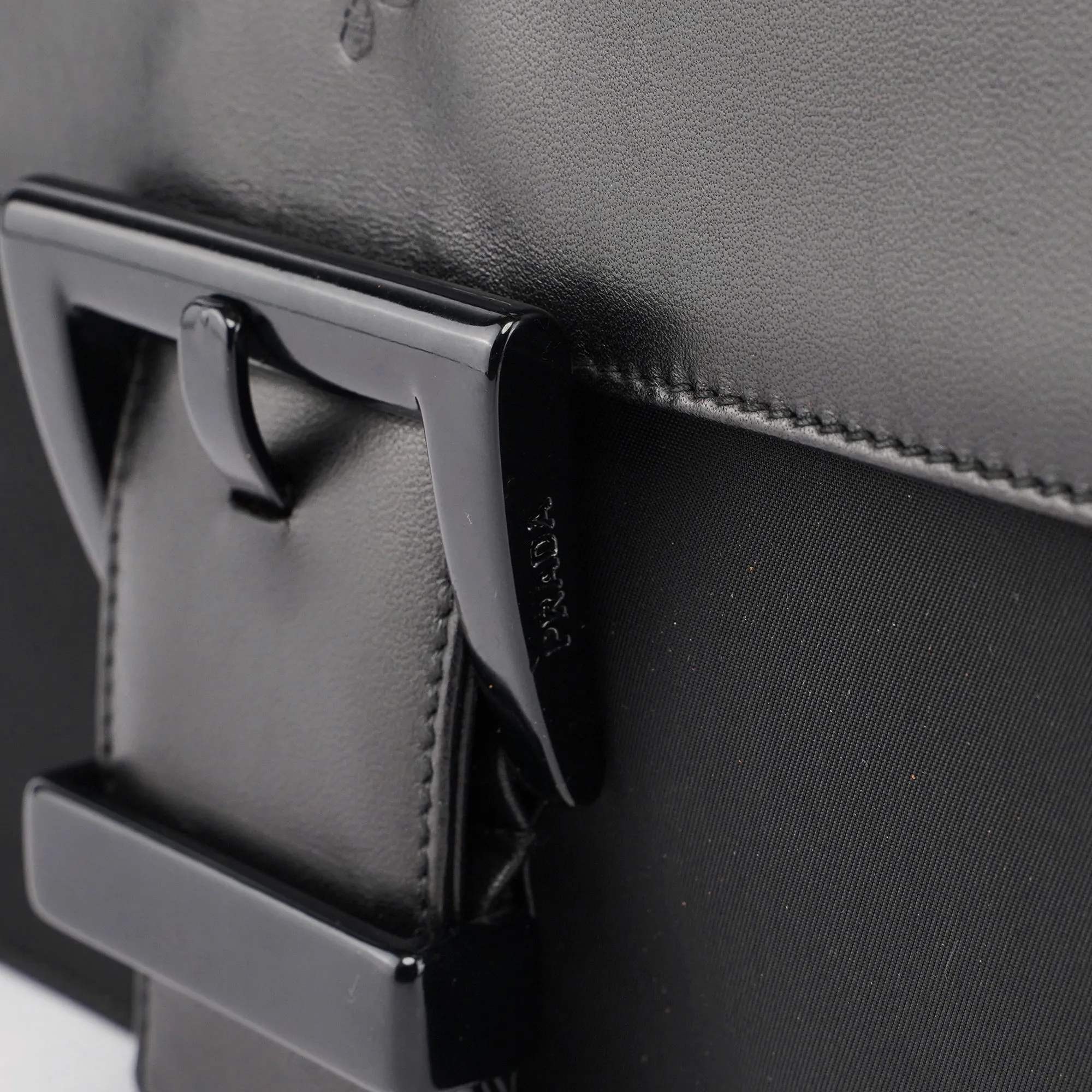 Black Tessuto Nappa Buckle Shoulder Bag
