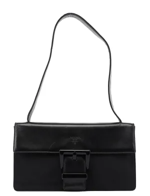 Black Tessuto Nappa Buckle Shoulder Bag