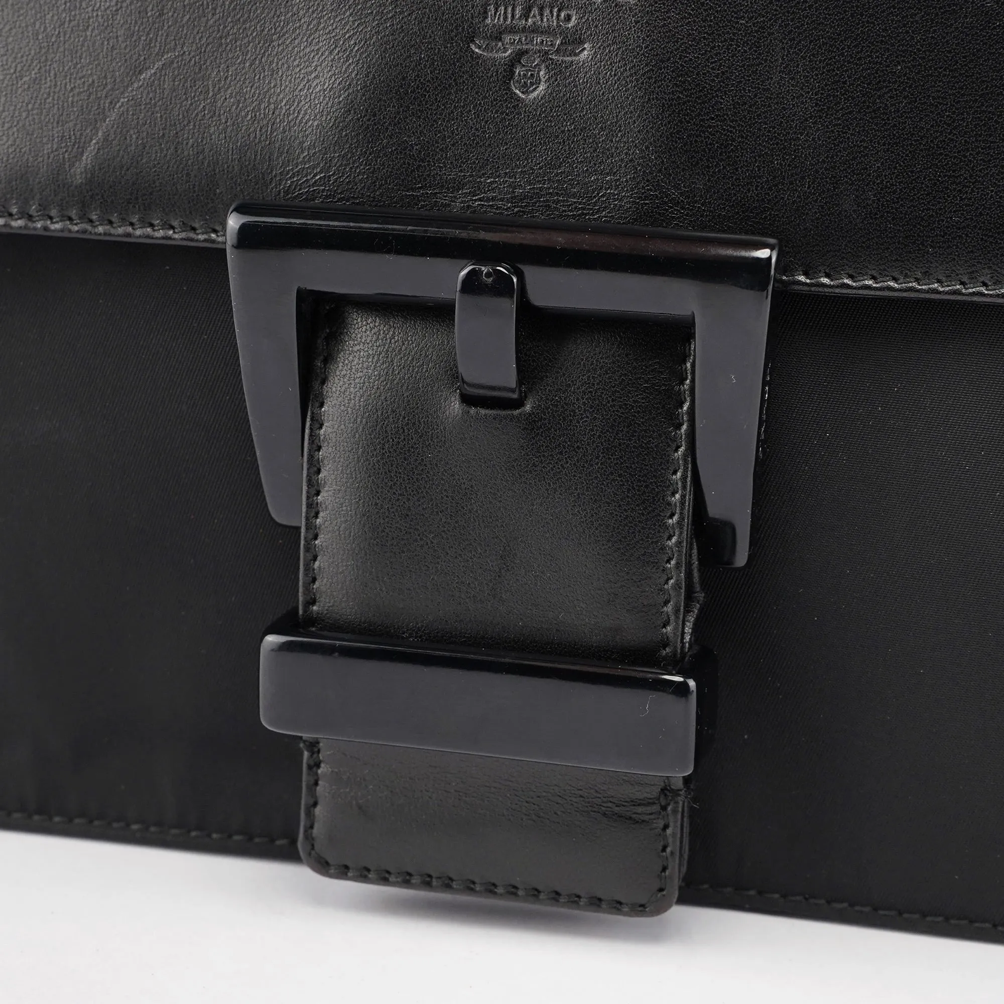 Black Tessuto Nappa Buckle Shoulder Bag