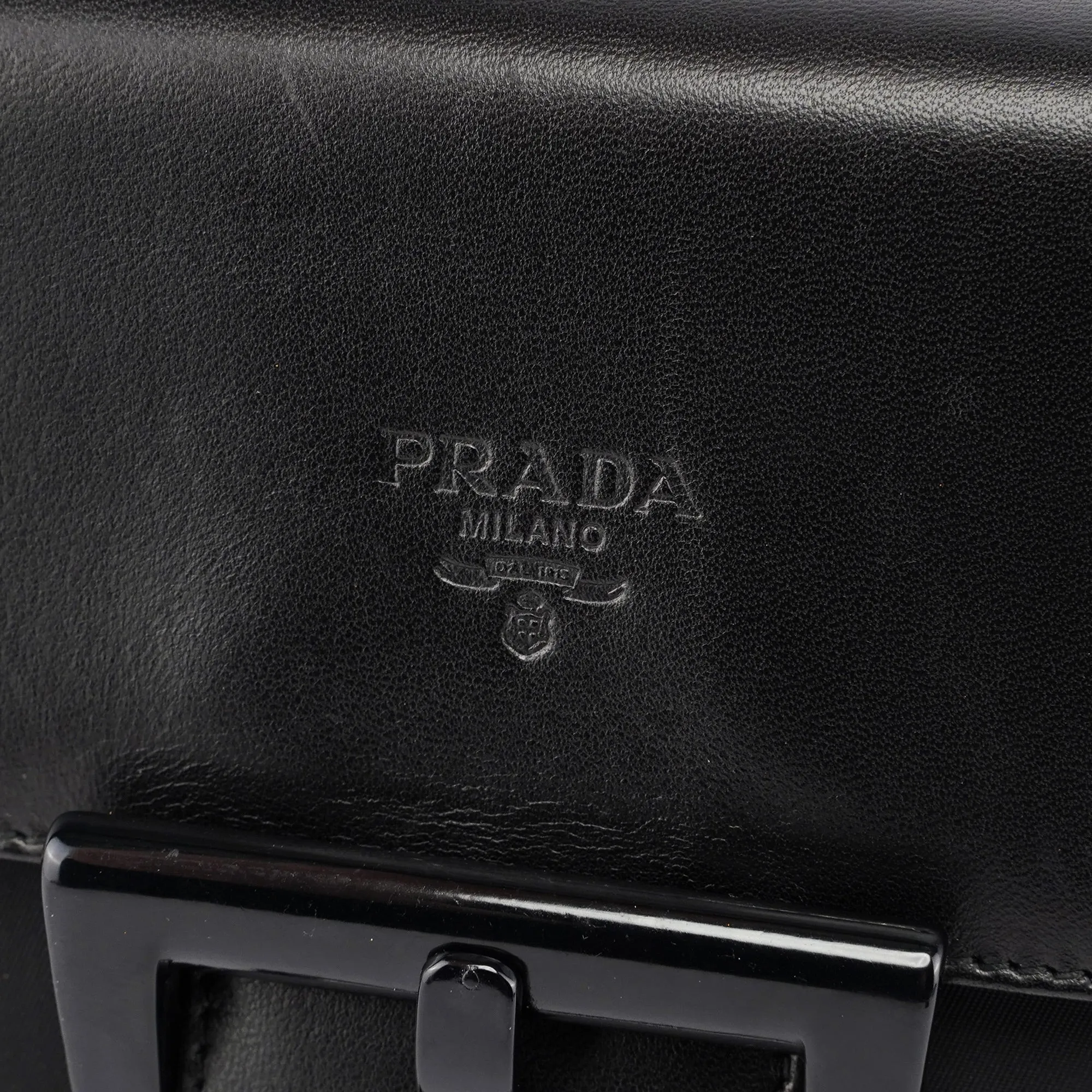 Black Tessuto Nappa Buckle Shoulder Bag