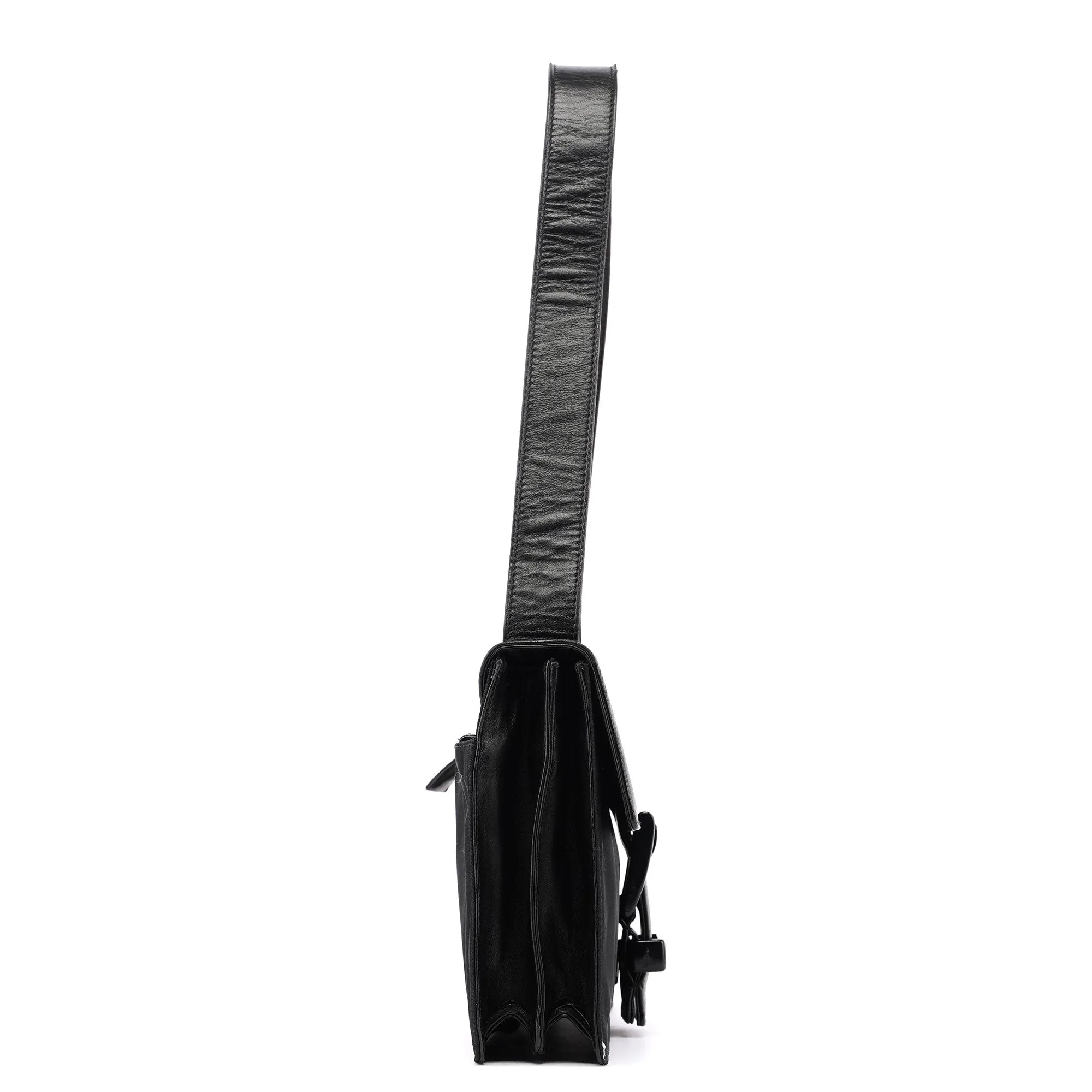 Black Tessuto Nappa Buckle Shoulder Bag