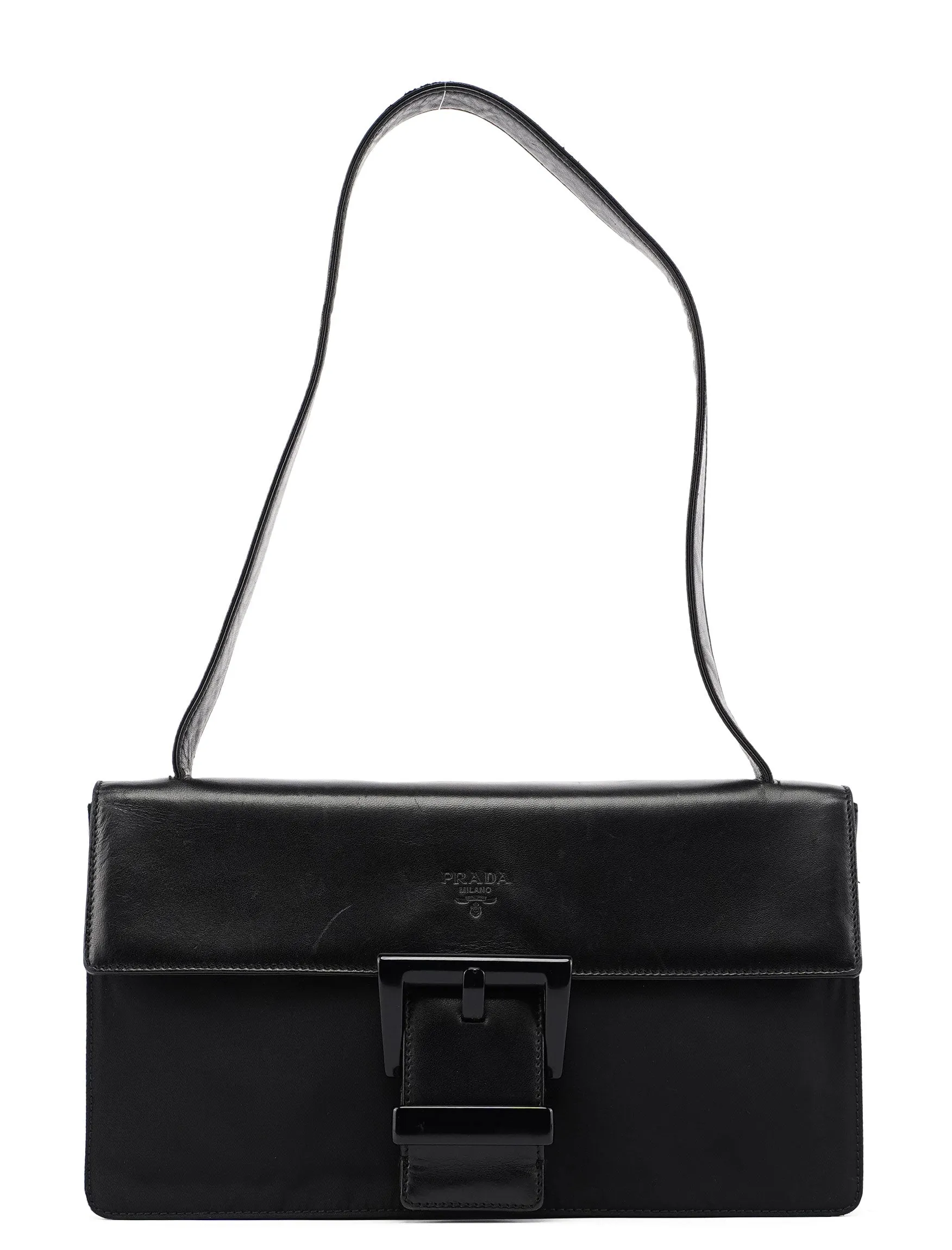Black Tessuto Nappa Buckle Shoulder Bag