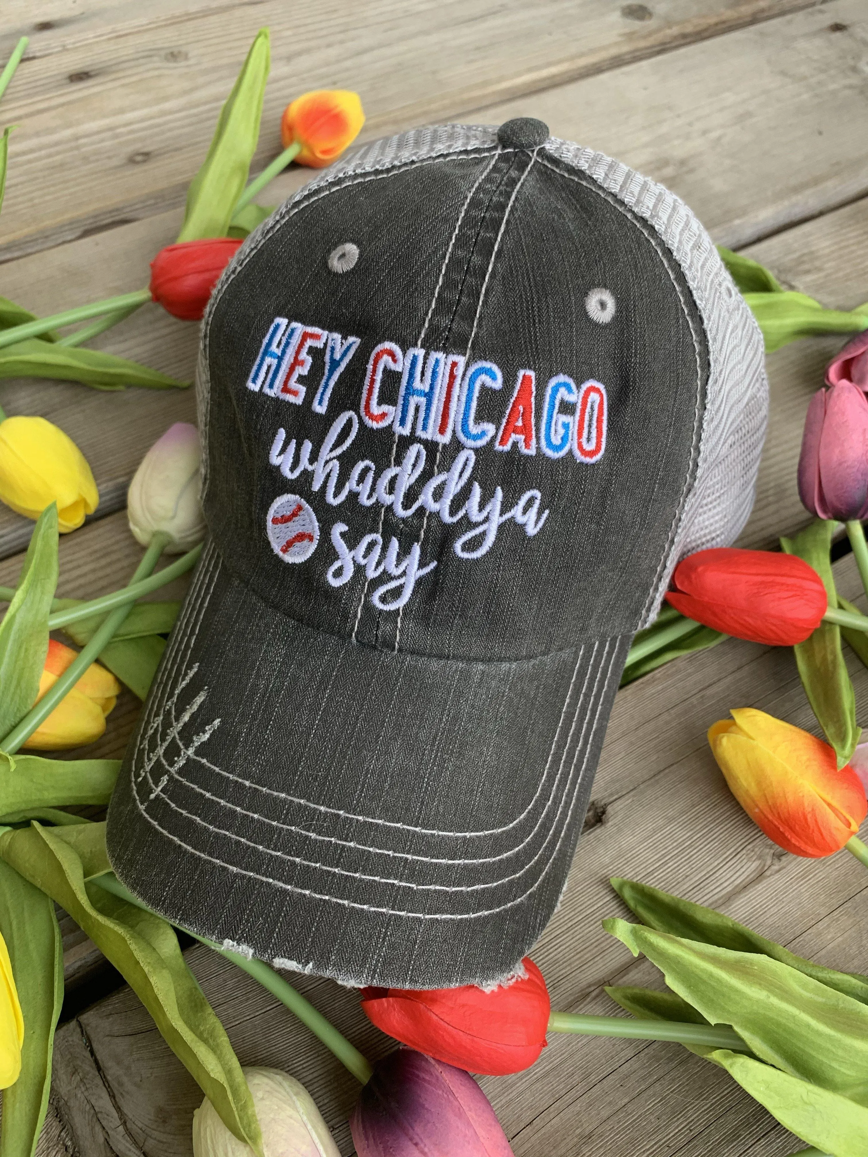 Blessed Hats Simply Blessed Pink or teal cross Gray distressed trucker cap with adjustable velkro Blessed hot mess