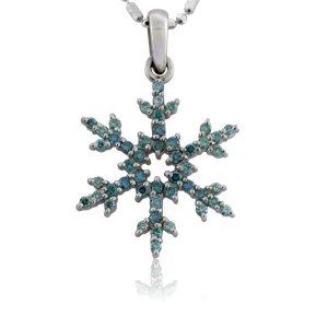 Blue Diamond Pave Diamond Snowflake Necklace