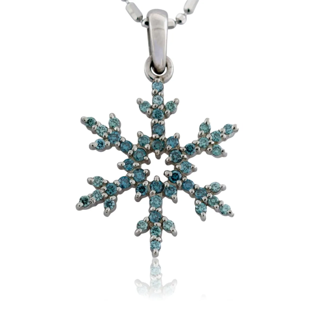 Blue Diamond Pave Diamond Snowflake Necklace