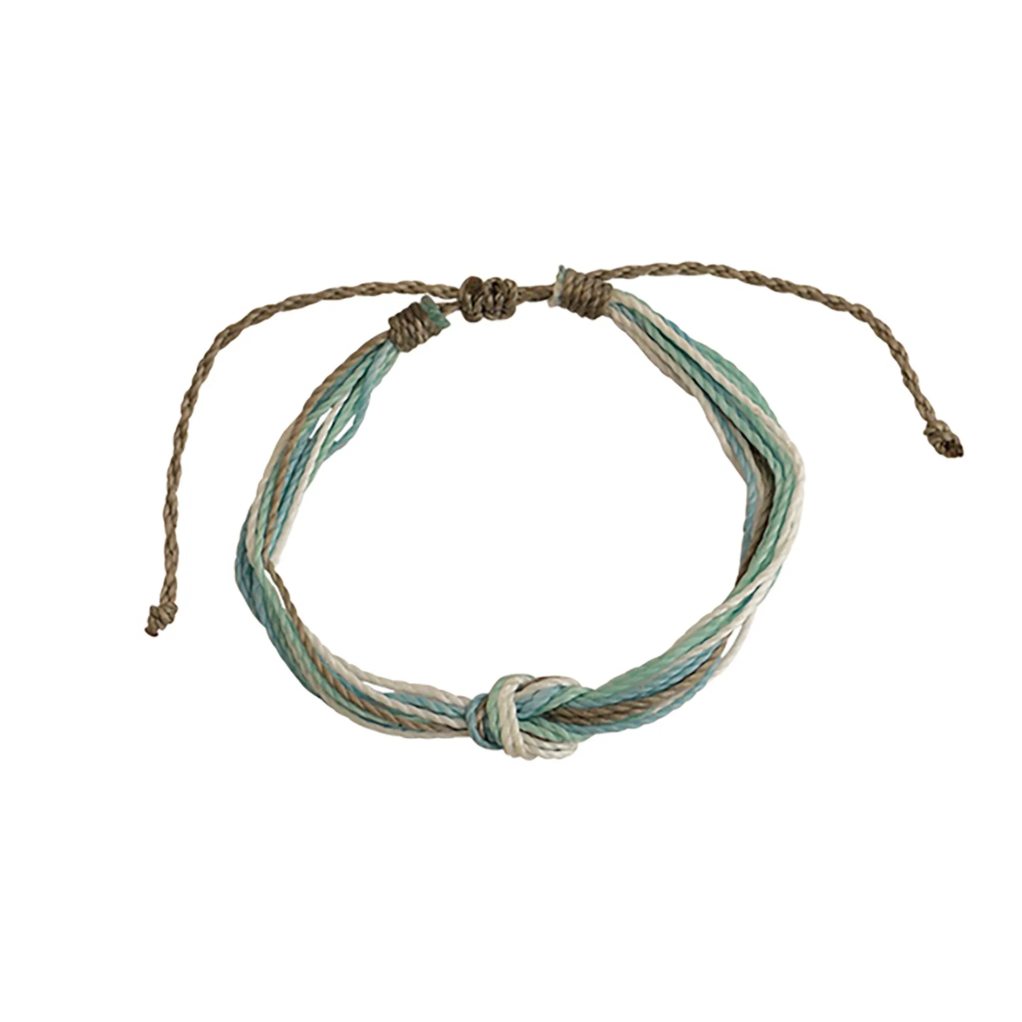 Blue Hues Handmade Wax Cord Reef Knot Bracelet