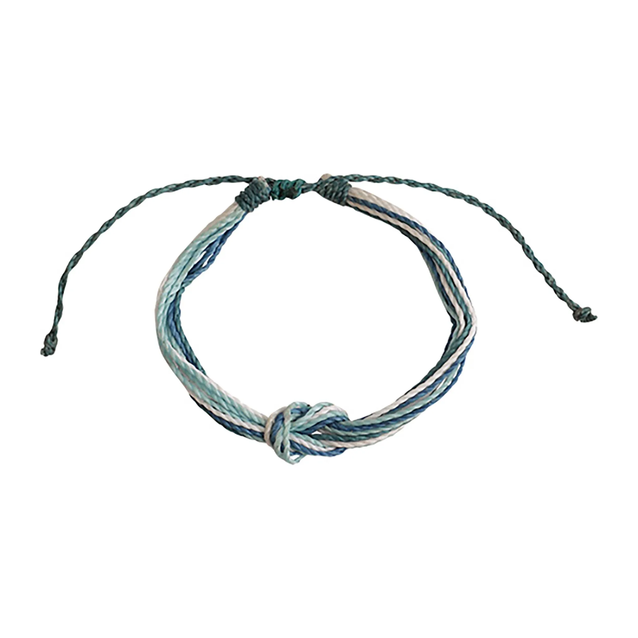 Blue Hues Handmade Wax Cord Reef Knot Bracelet