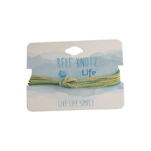 Blue Hues Handmade Wax Cord Reef Knot Bracelet