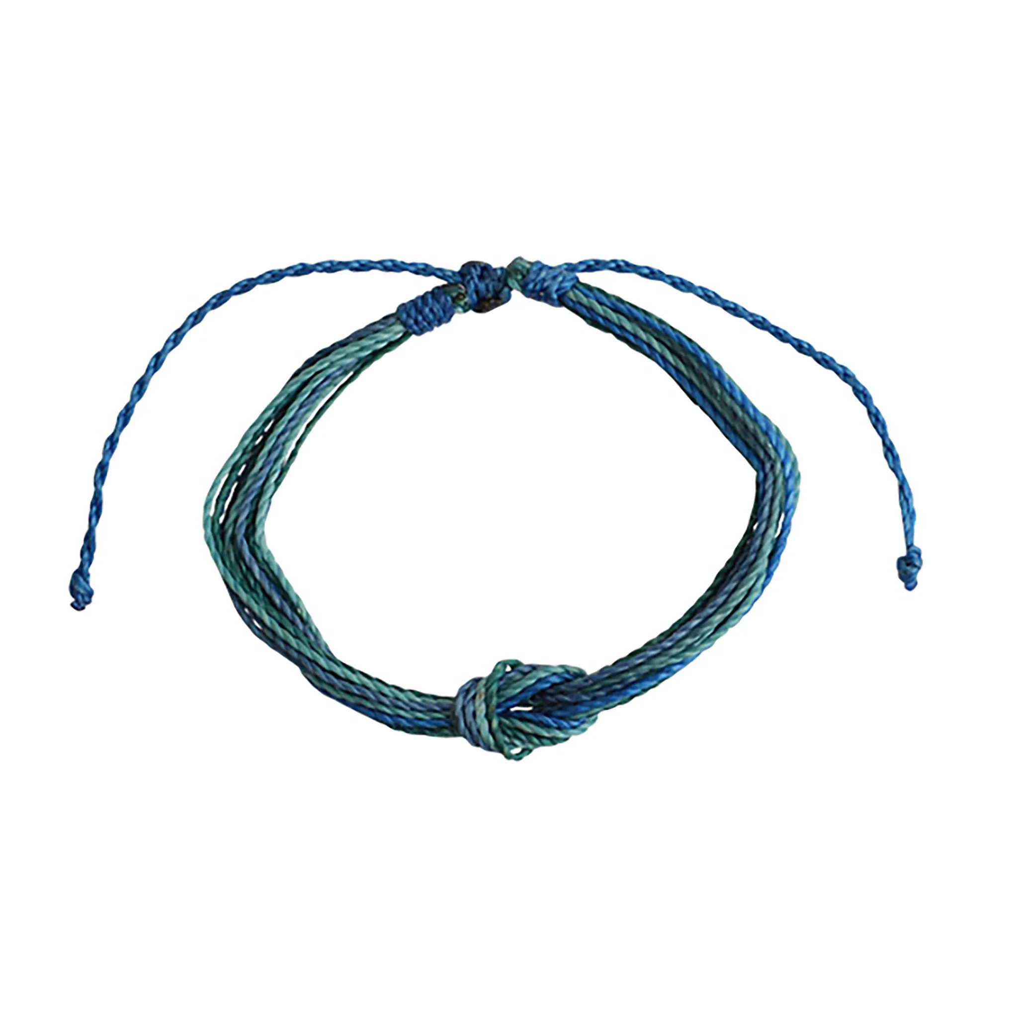 Blue Hues Handmade Wax Cord Reef Knot Bracelet