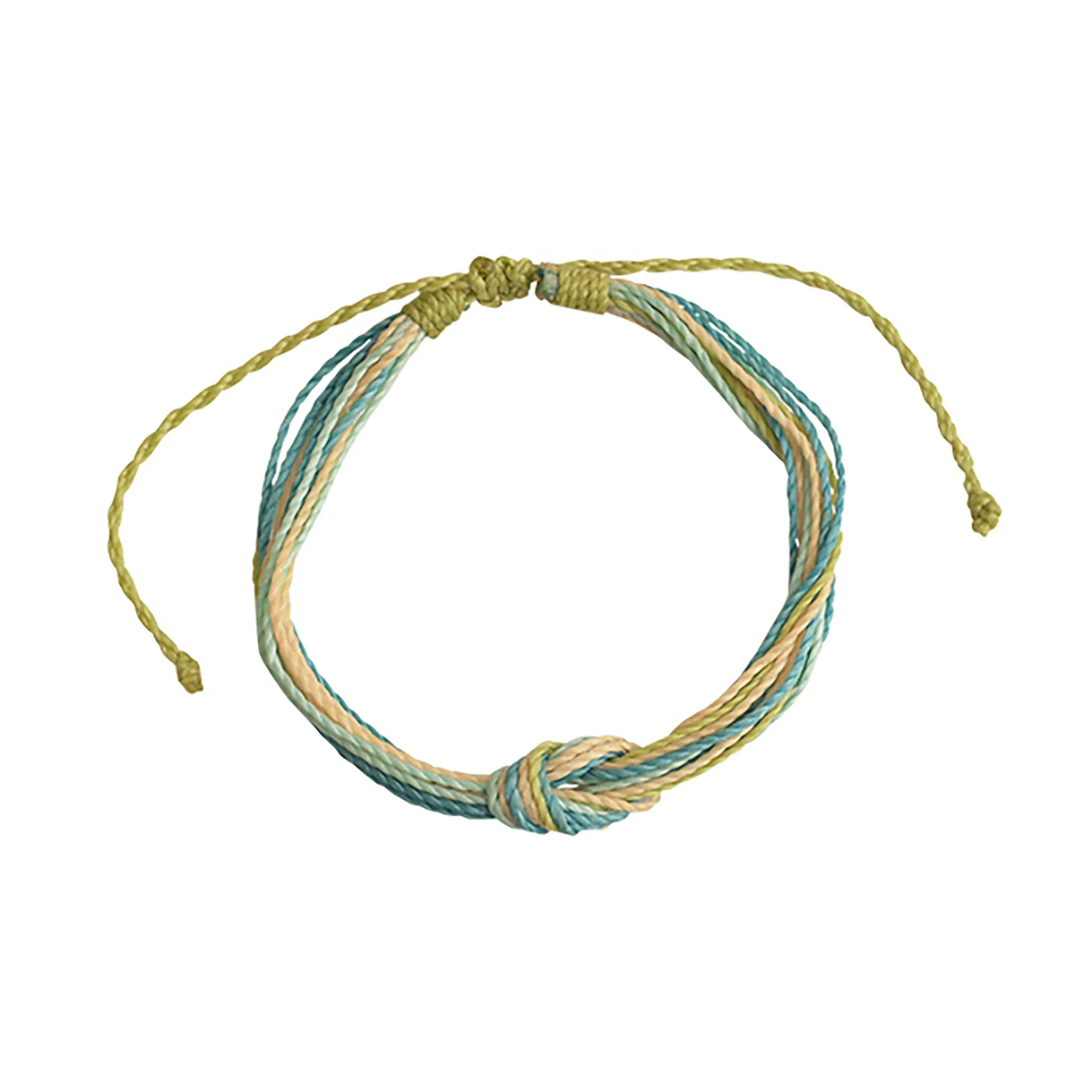 Blue Hues Handmade Wax Cord Reef Knot Bracelet