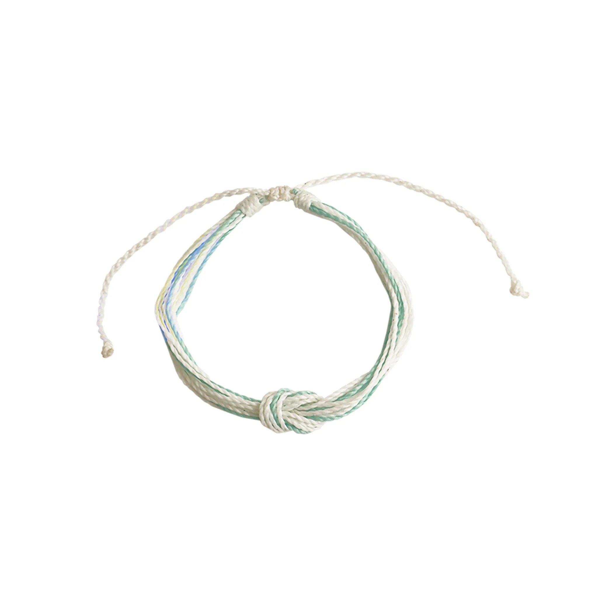 Blue Hues Handmade Wax Cord Reef Knot Bracelet