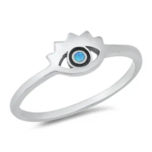 Blue Lab Opal Evil Eye Ring New .925 Sterling Silver Band Sizes 4-10