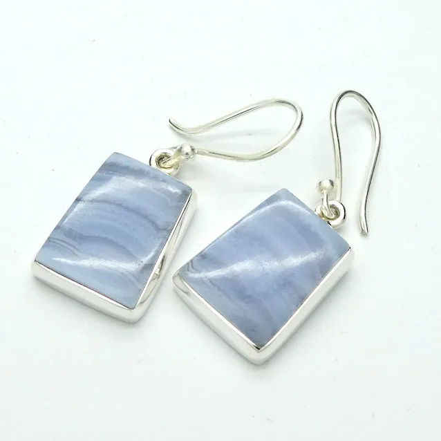 Blue Lace Agate Earring, Cabochon, 925 Silver g1