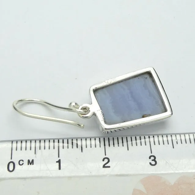 Blue Lace Agate Earring, Cabochon, 925 Silver g1