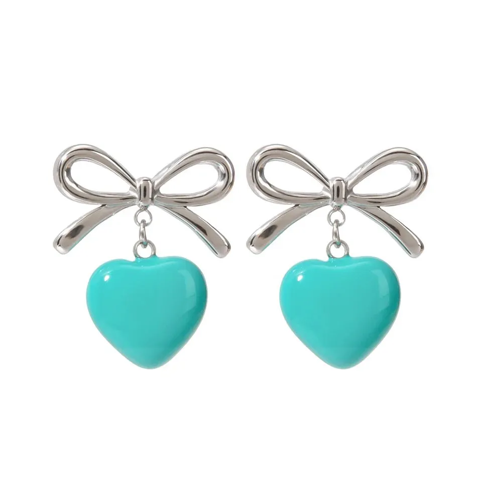 Blue Sweetheart Drop Earrings