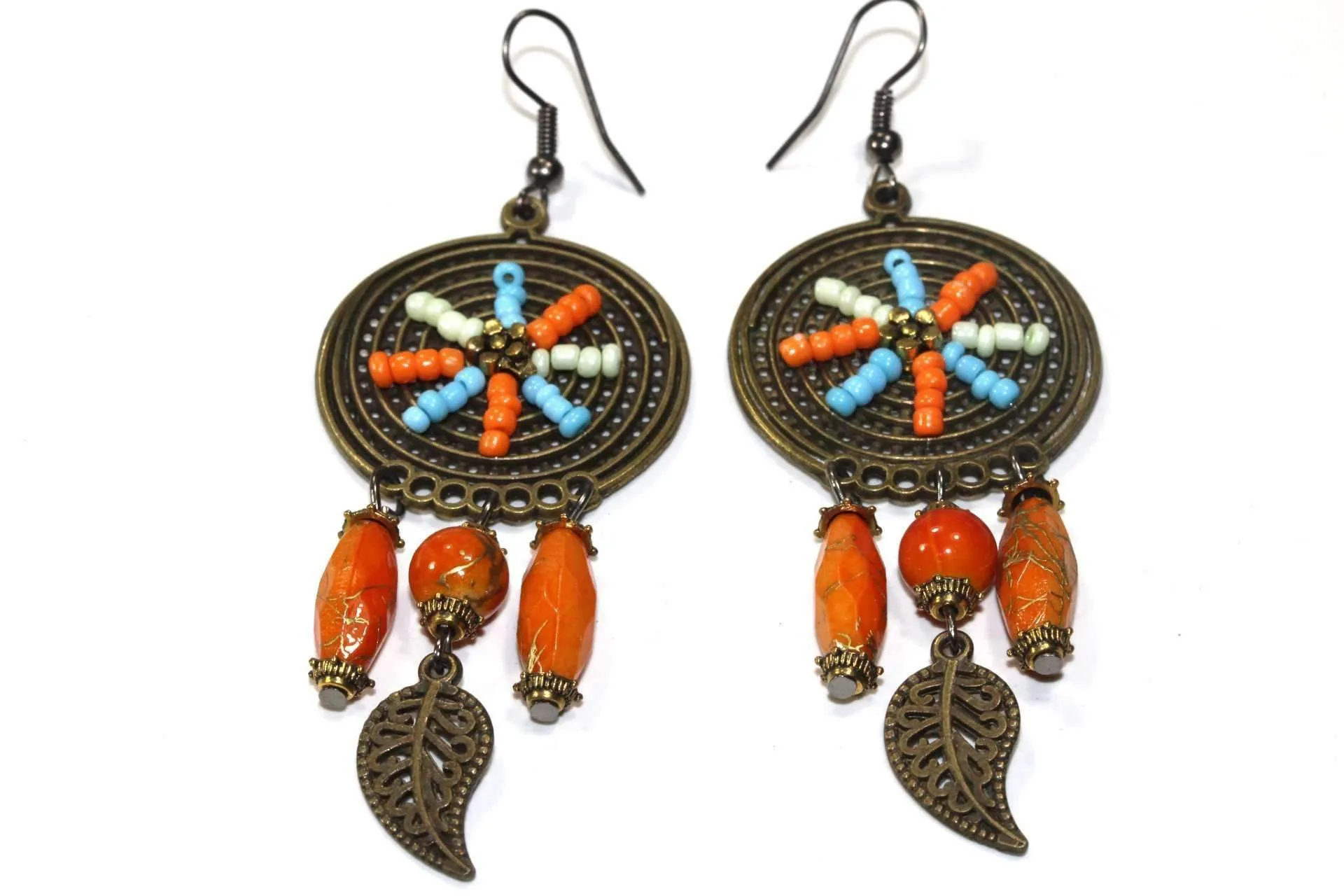 Bohemian Dream Catcher Bead Work Earrings - Limited Colors Available