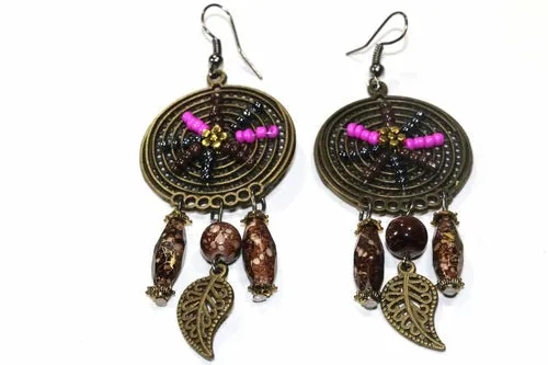 Bohemian Dream Catcher Bead Work Earrings - Limited Colors Available
