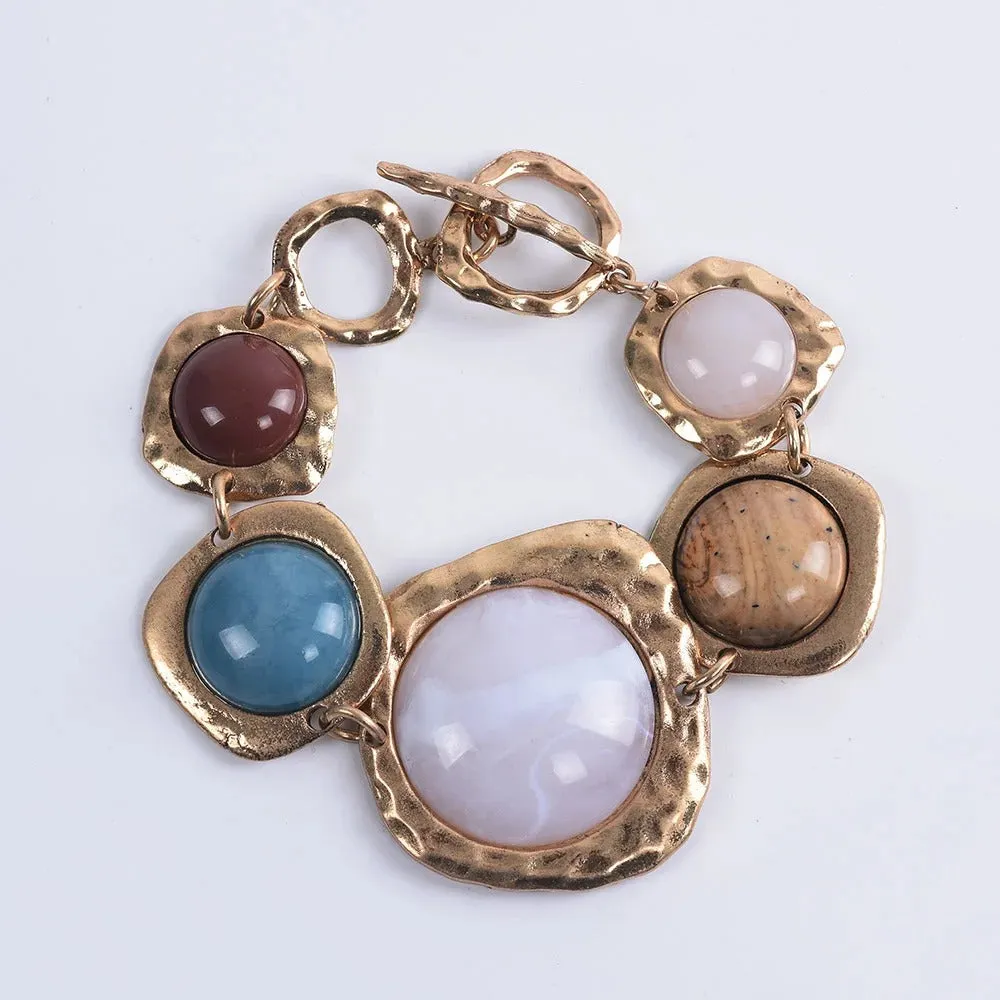 Bohemian Ethnic Statement Charm Retro Resin Stone Bracelet for Women