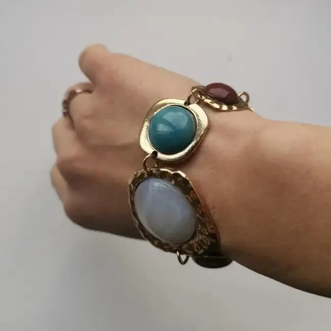 Bohemian Ethnic Statement Charm Retro Resin Stone Bracelet for Women