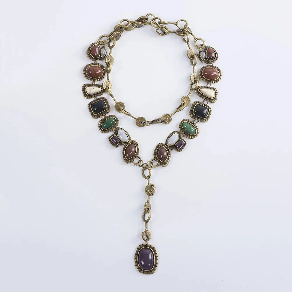 Bohemian Ethnic Statement Charm Retro Resin Stone Bracelet for Women