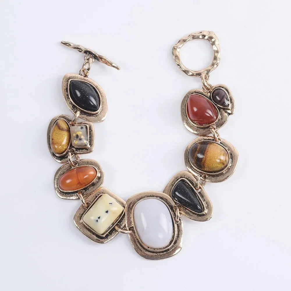 Bohemian Ethnic Statement Charm Retro Resin Stone Bracelet for Women