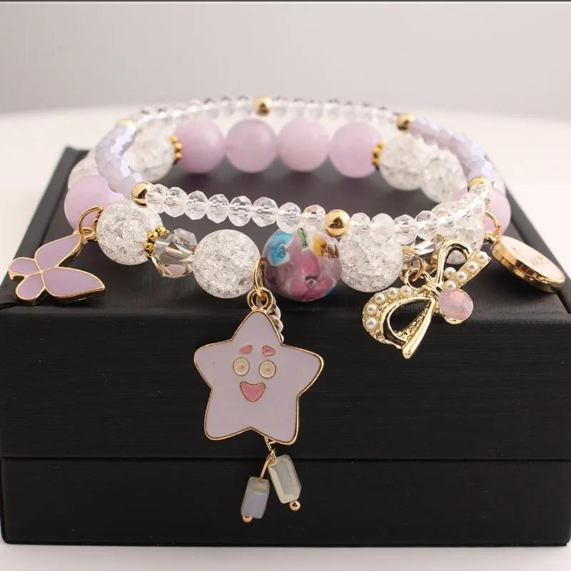 Bohemian small fresh sea crystal ceramic fringed string Conch Shell Pendant Christmas pendant bracelet for women Jewelry gifts