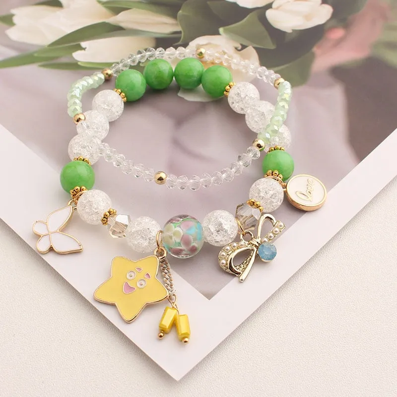 Bohemian small fresh sea crystal ceramic fringed string Conch Shell Pendant Christmas pendant bracelet for women Jewelry gifts